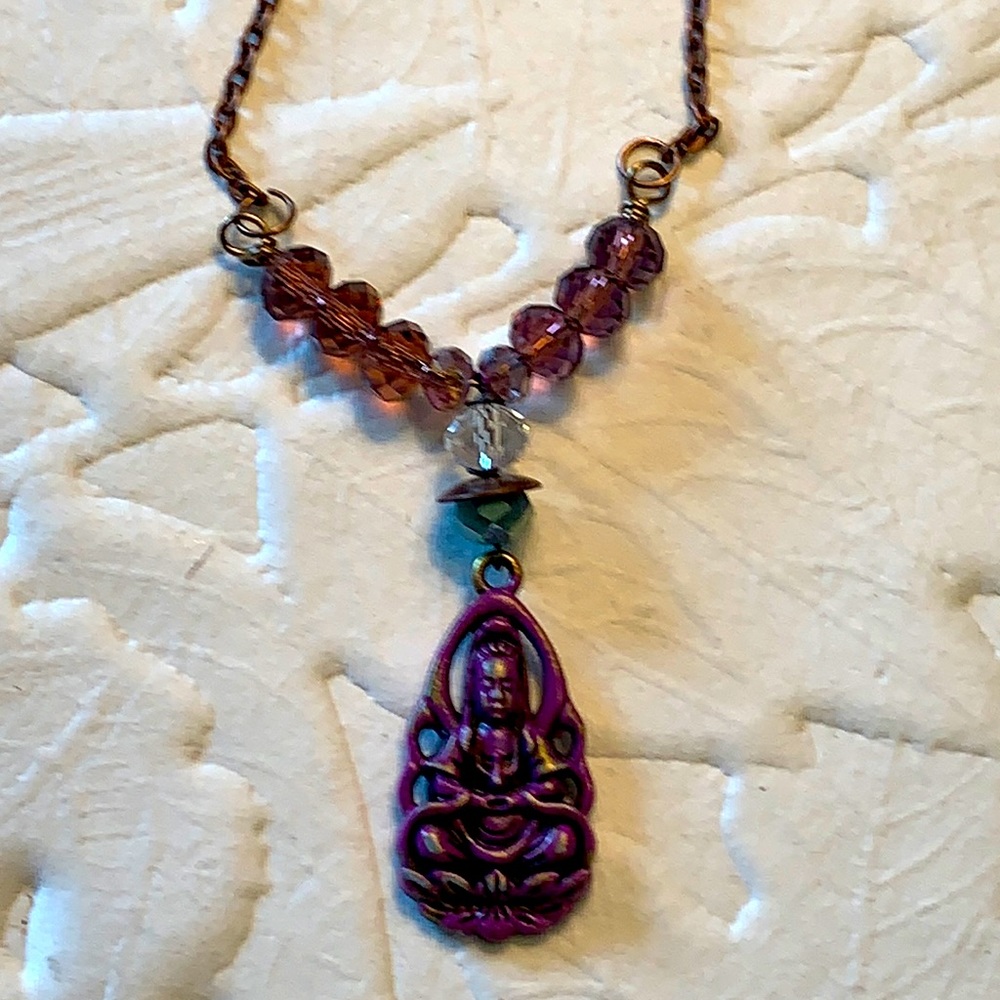 #110 PURPLE BUDDHA PENDANT NECKLACE BY ARTIST